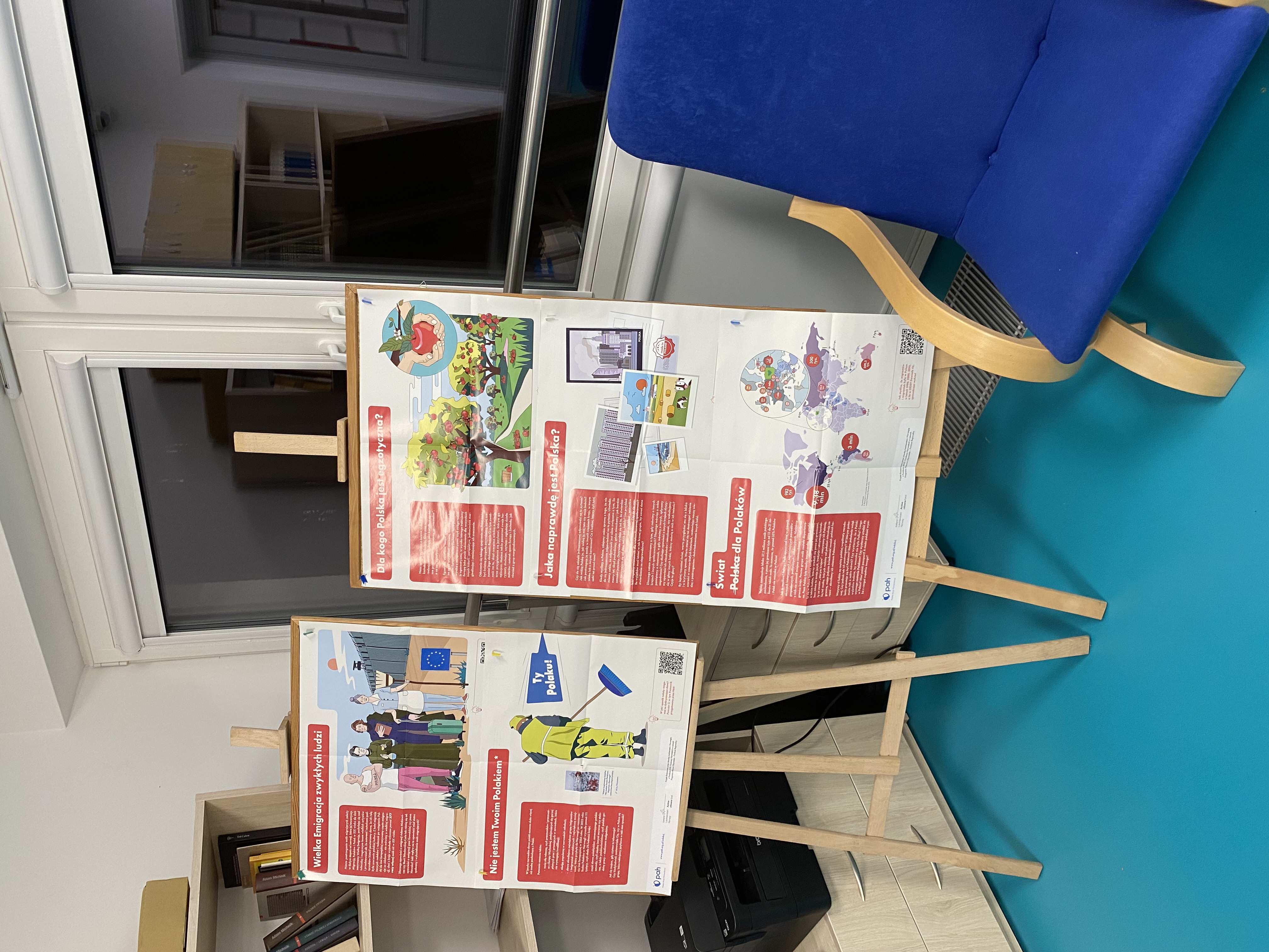 informacje umieszczone na dwóch sztalugach